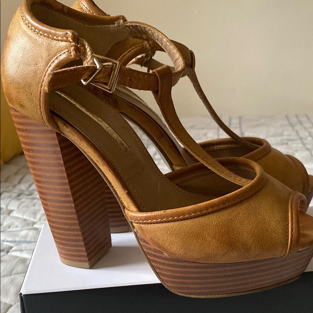 Elegant Tan Platform Heels